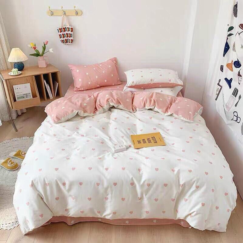 Bộ cotton poly tim 2 mặt 4 món hàng nhập