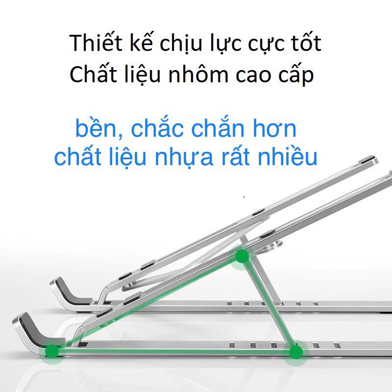 Giá Đỡ Laptop Bằng Hợp Kim Nhôm Chắc Chắn Hỗ Trợ Tản Nhiệt, Có Thể Gấp Gọn, Chỉnh Độ Cao Theo Nhu Cầu Sử Dụng GD02 Hàng Chính Hãng