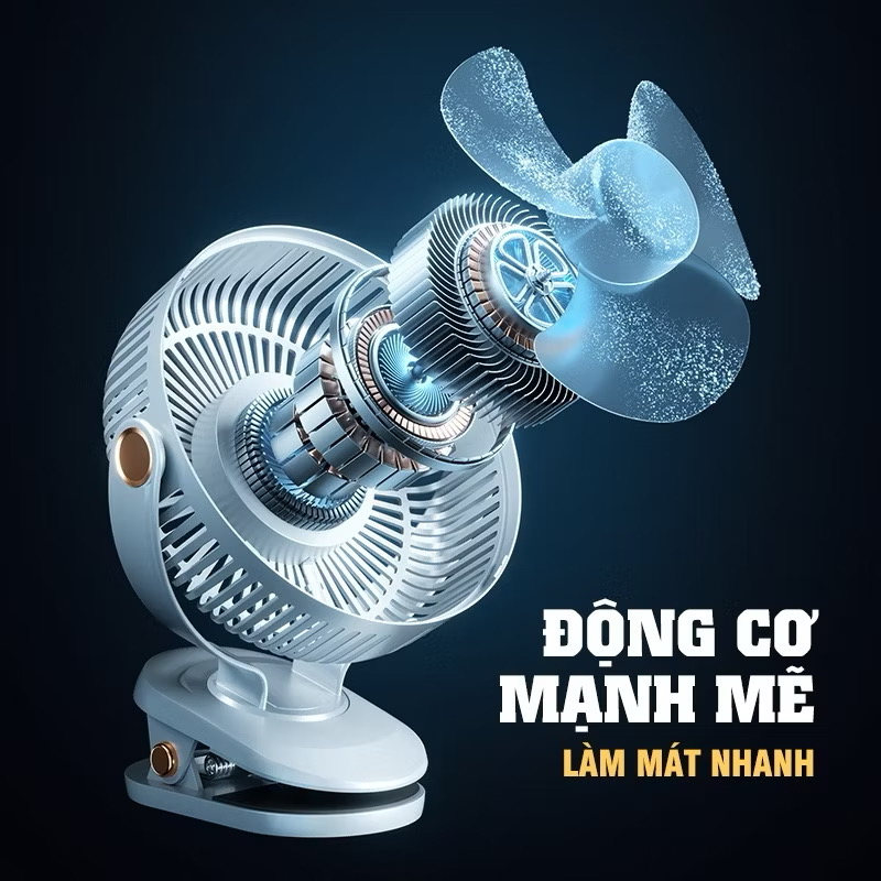 [HÀNG LOẠI ĐẸP]Quạt tích điện mini để bàn pin 10000mAh chạy 24 giờ liên tục 4 chế độ gió xoay 720 độ