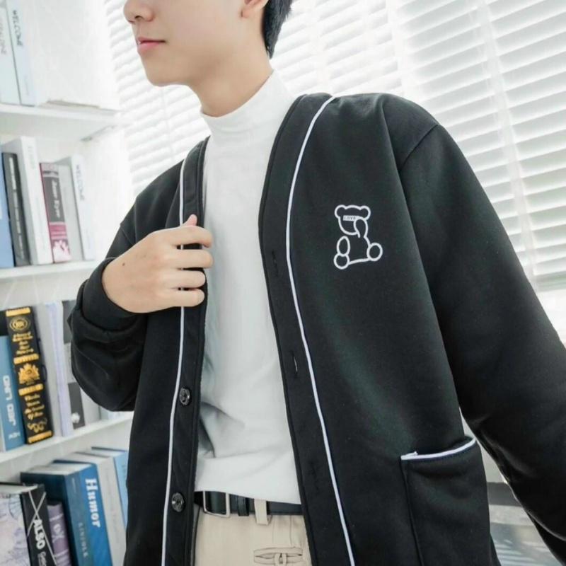 Áo cardigan nam nữ unisex khoác gió jacket dù 2 lớp cúc bấm form rộng local brand ulzzang phong cách hàn quốc đep Gấu