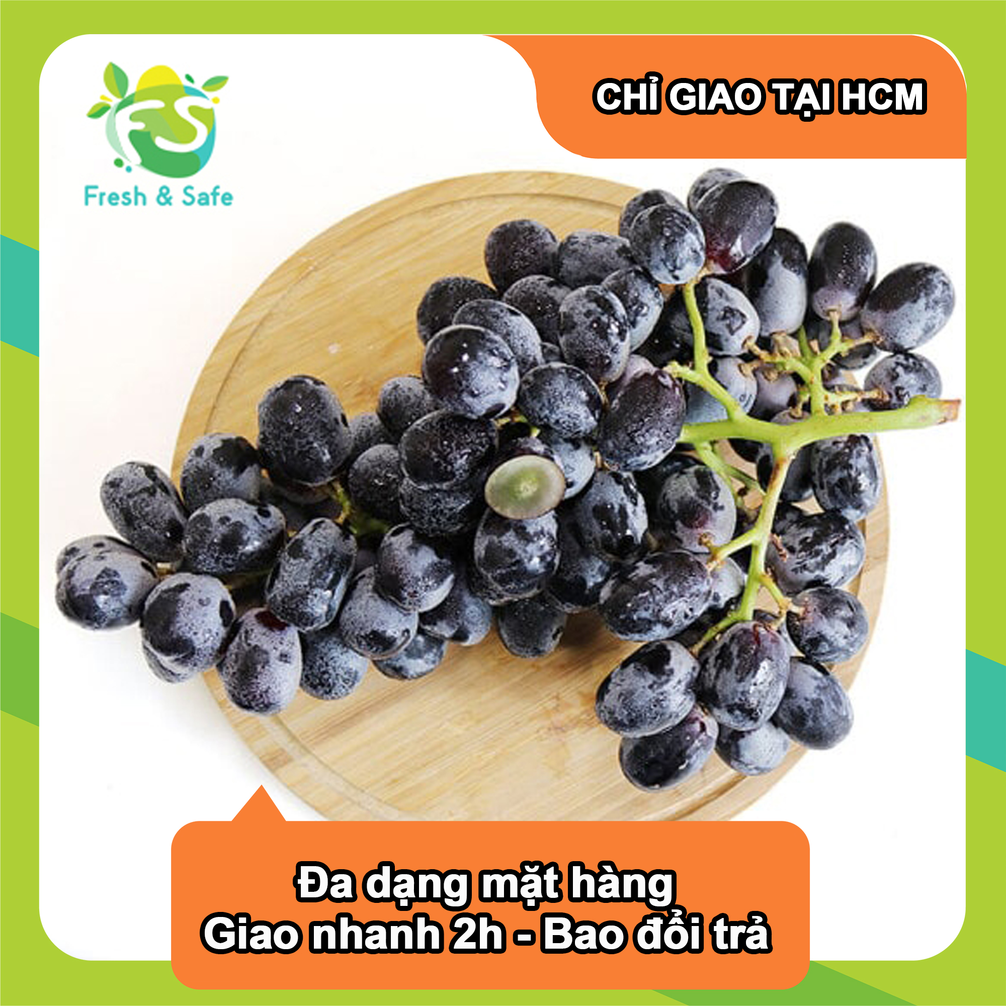 [Chỉ Giao HCM] Nho đen không hạt nhập khẩu - 500g