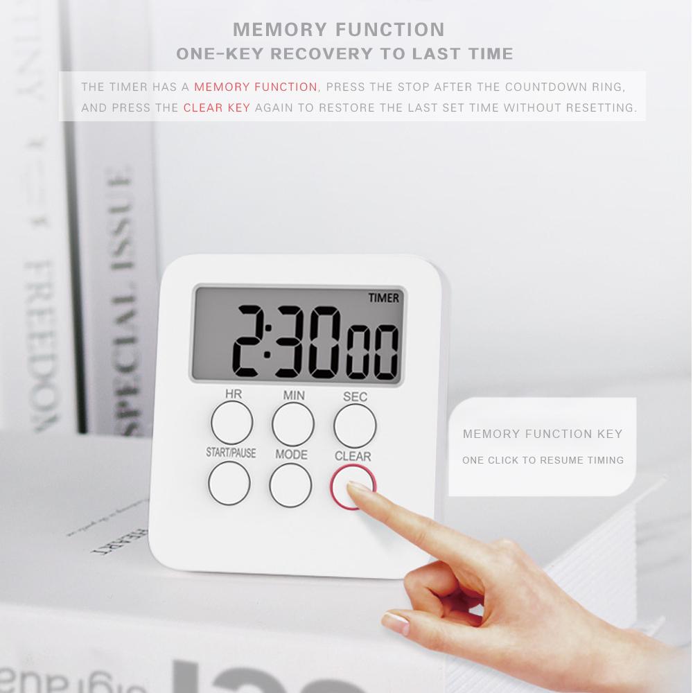 Đồng hồ hẹn giờ đếm ngược trong nấu ăn có chế độ tắt tiếng,màn hình LCD để học tập,thể thao,văn phòng