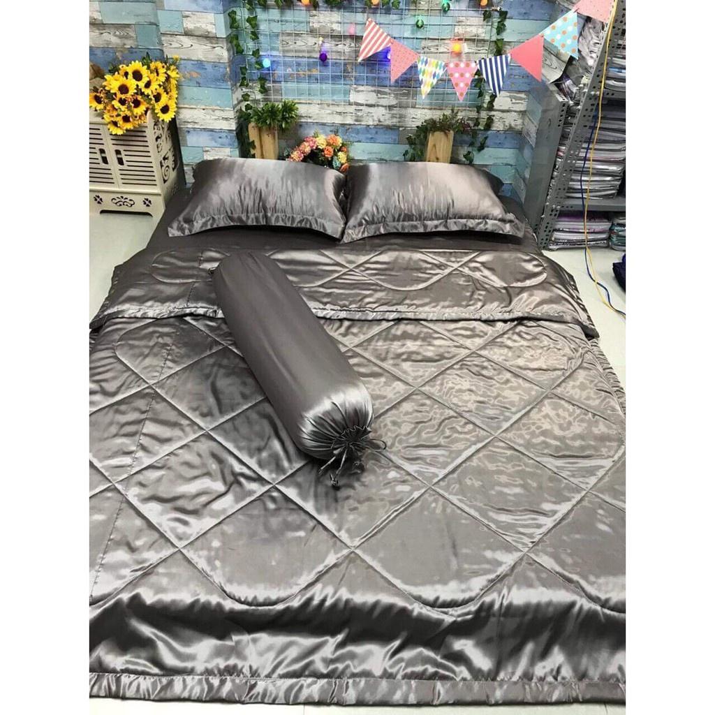 Trọn Bộ Chăn Ga Vỏ Gối Phi Lụa Dubai Cực Mát 1m6x2M, 1m8X2M Hình thật