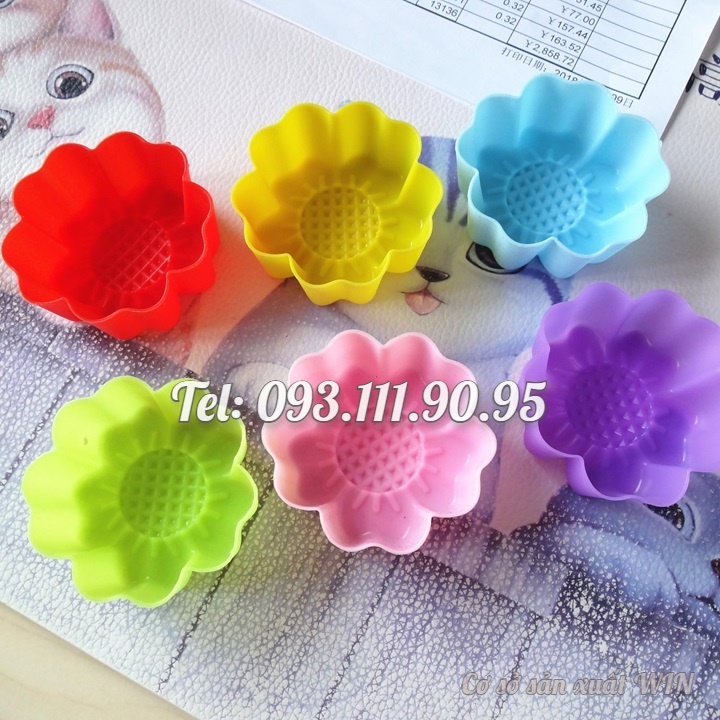 Bộ 10 khuôn silicon 3 lớp làm bánh, rau câu, bánh bông lan, bánh da lợn hoa hướng dương – Mã số 1163