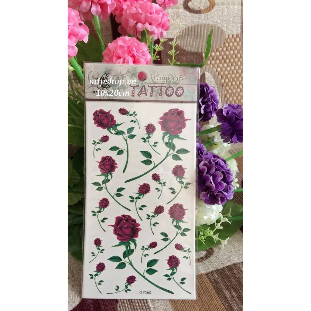 Hình xăm dán hoa hồng nhỏ 10x20cm- tặng đồng size khi mua từ 5 tấm
