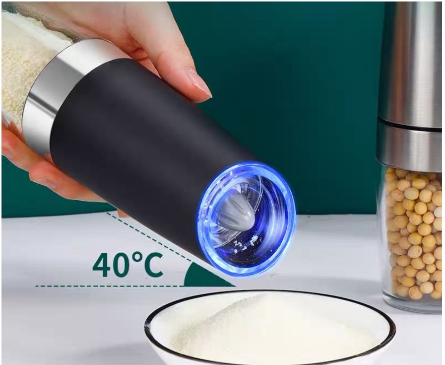 Máy xây muối tiêu Máy xay gia vị Máy xay hạt tiêu cảm ứng trọng lực Máy nghiền hạt tiêu Spot Black sạc USB
