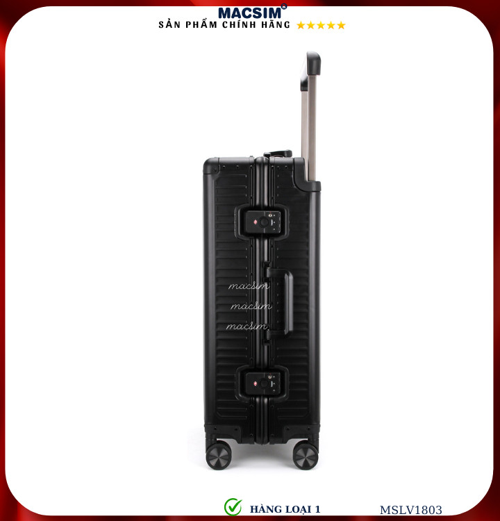 Vali hợp kim nhôm cao cấp Macsim MSLV1803 cỡ 20 inches, 24inches màu bạc hàng loại 1