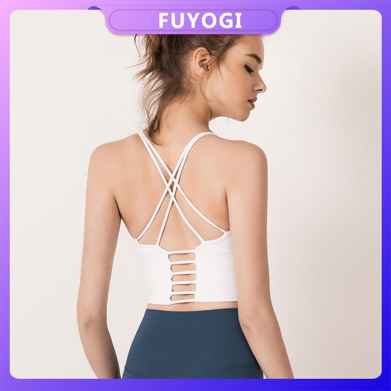Áo ngực nữ thể thao yoga màu trơn siêu mỏng dây đan chéo 5 màu tùy chọn
