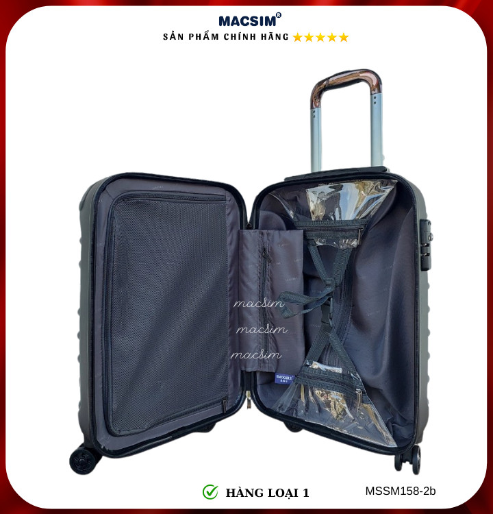 Vali cao cấp Macsim Smooire MSSM158 cỡ 20 inch đen - Hàng loại 1
