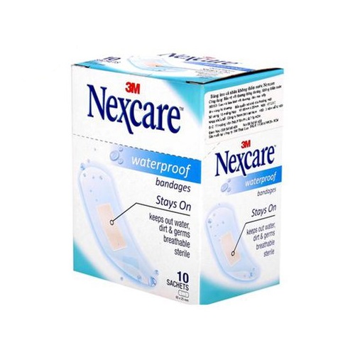 Hộp băng dán cá nhân bảo vệ vết thương chống thấm nước 3M Nexcare, 5 miếng/vỉ, 10 vỉ/hộp, sản xuất tại Thái Lan