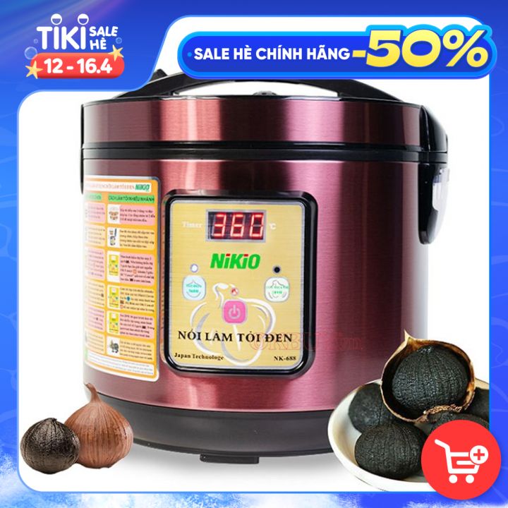 Máy (Nồi) Làm Tỏi Đen Nikio NK-688 - Dung Tích 5 Lít, Làm Được 1.5 Kg Tỏi, Công Nghệ Ủ Tỏi Nhật Bản Cho Tỉ Lệ Thành Công 99%, Tự Động Sấy Khô Giúp Tỏi Thơm Ngon Chuẩn Vị - Đỏ Tím