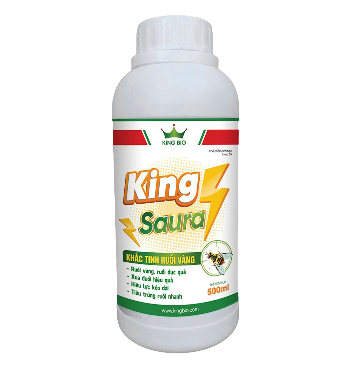 King Saura - xua đuổi, tiêu diệt ruồi vàng, giúp xanh cây sáng trái, giữ trái chống rụng trái