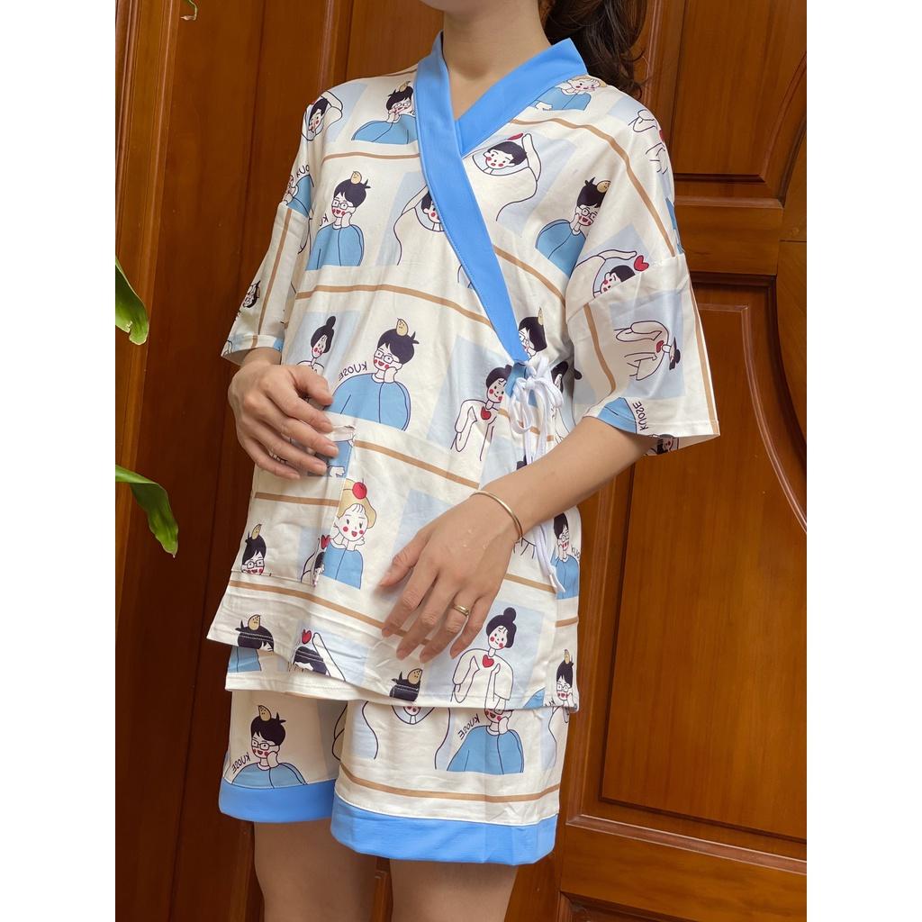 Bộ đồ - Đồ bộ bầu sau sinh cộc tay PIJAMA NHẬT BẢN chất thun sữa hoạt tiết dễ thương BĐ858