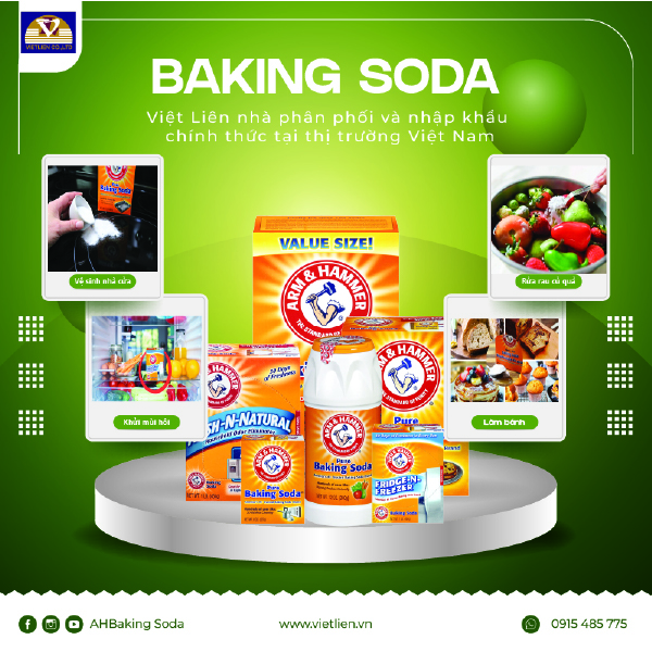 Combo 3 Baking Soda: Muối Nổi Rửa Rau Quả 340g, Muối nổi Tinh Khiết 453g, Muối Nổi Khử Mùi Tủ Lạnh 396.8g tặng Tẩy rửa đa năng 227g