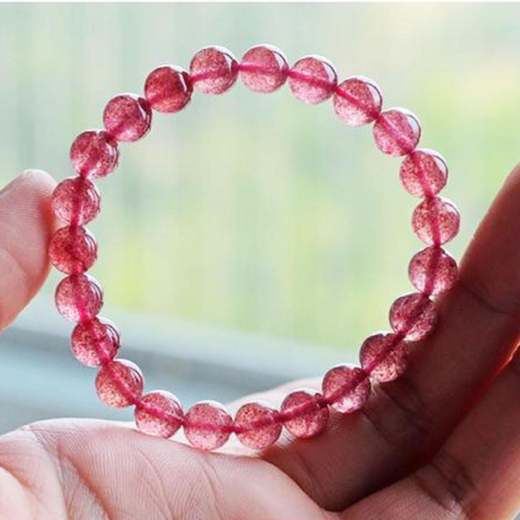 Vòng tay đá. Thach Anh Dâu Tây chất lượng 5A