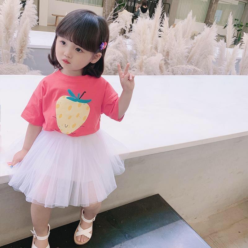 BỘ CỘC TAY COTON MÙA HÈ 2021 HOẠ TIẾT DÂU TÂY CHO BÉ GÁI TỪ 8KG-19kg Mã 337