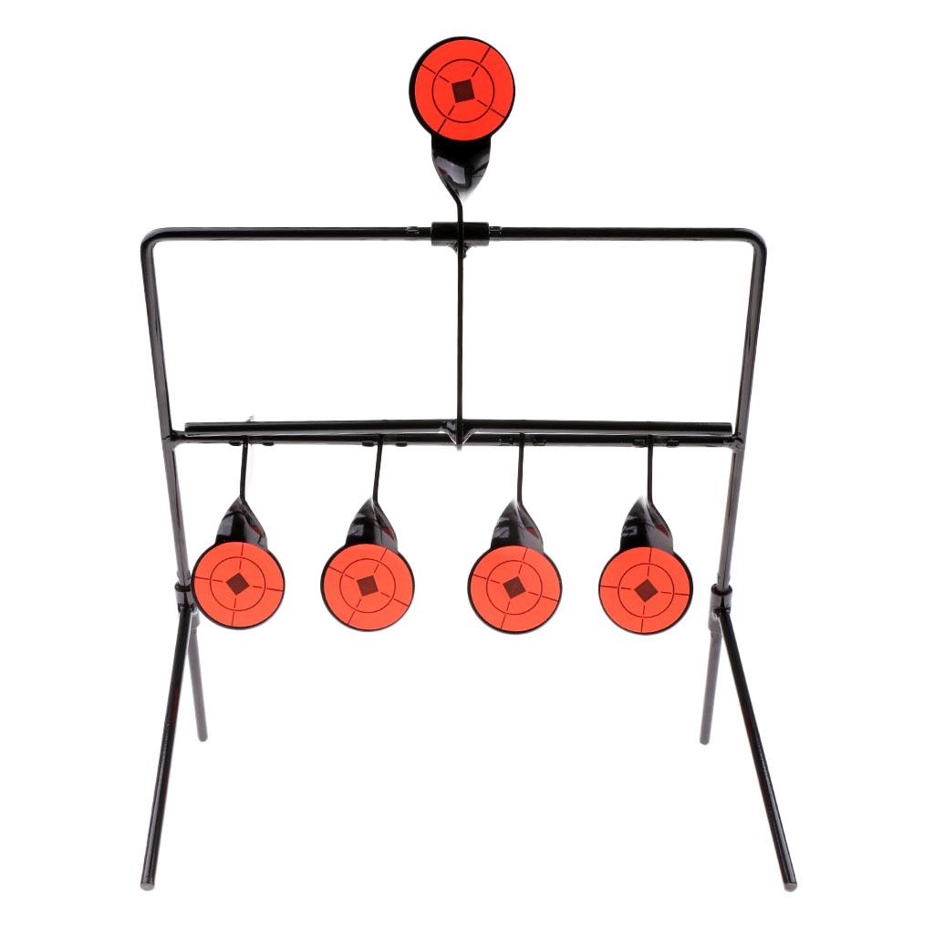 5 Targets Self Resetting Spinning Shooting Target Metal Target Stand Set