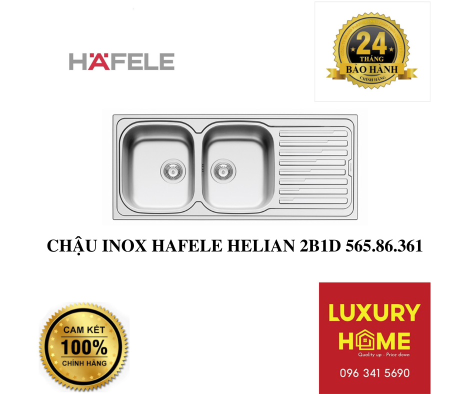 CHẬU INOX HAFELE HELIAN 2B1D 565.86.361 - HÀNG CHÍNH HÃNG