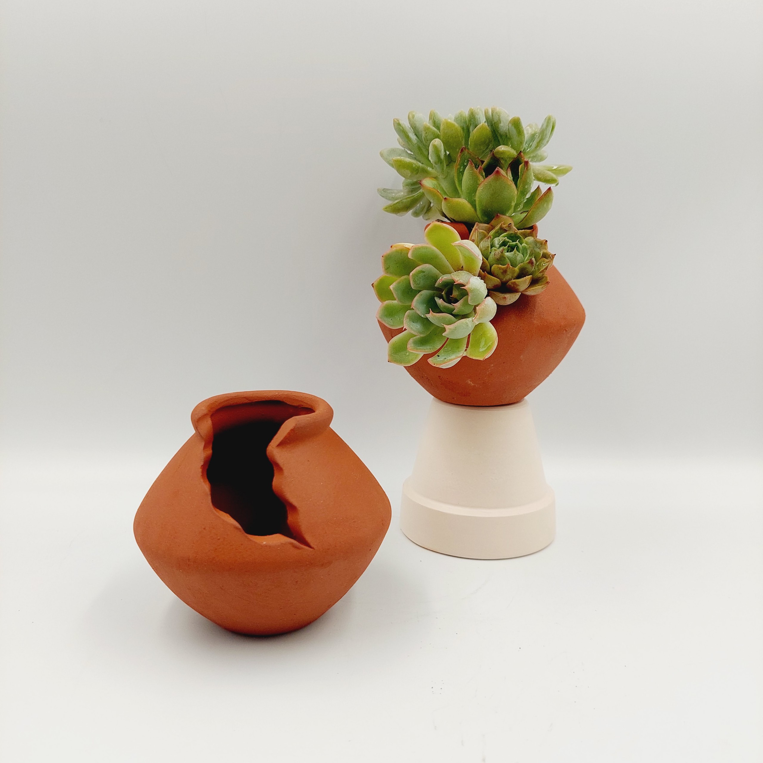 Chậu đất nung, chậu sen đá - Bình vôi dễ thương 48, miệng chậu 4cm, chiều cao 8cm