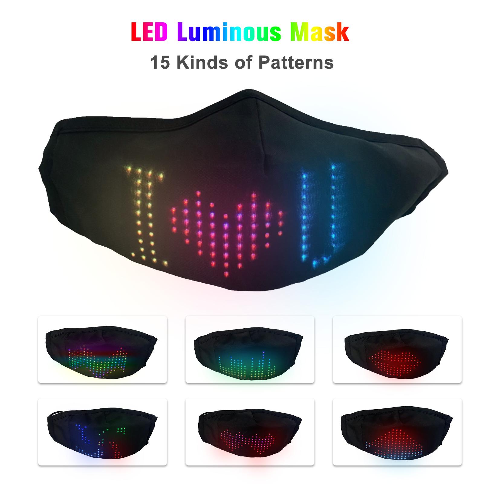 Mặt Nạ Led Sạc Usb Với 15 Hình Khác Nhau
