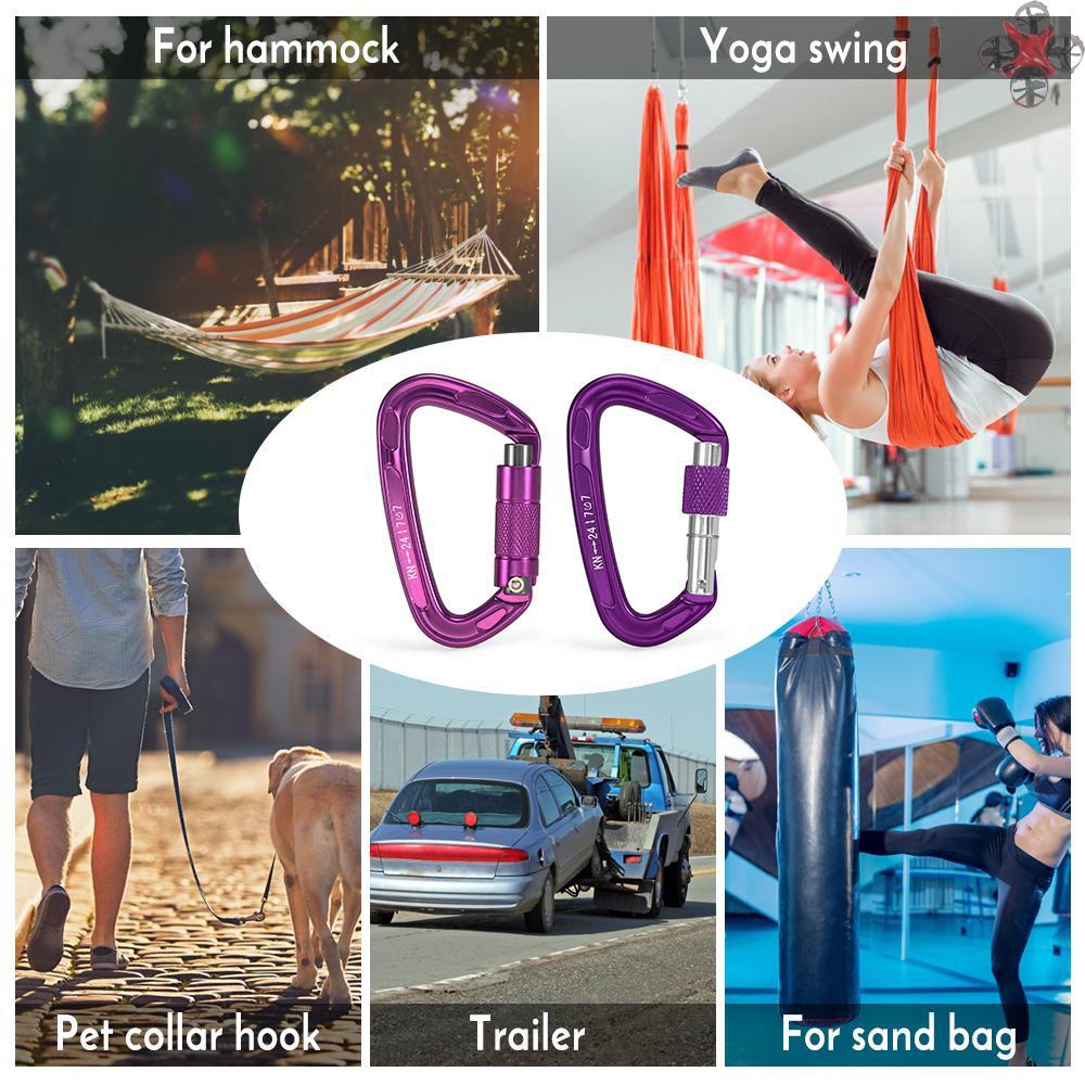 TOP 24KN Twist Locking Gate Carabiner Heavy Duty Auto Lock Carabiner Outdoor D-ring Buckle Climbing Rappelling Canyoning Hammock Locking Clip