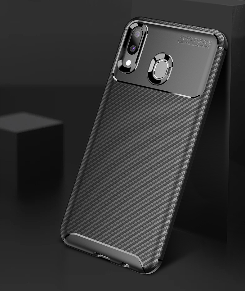 Ốp lưng chống sốc vân carbon màu đen cho Samsung M20 - Hàng nhập khẩu