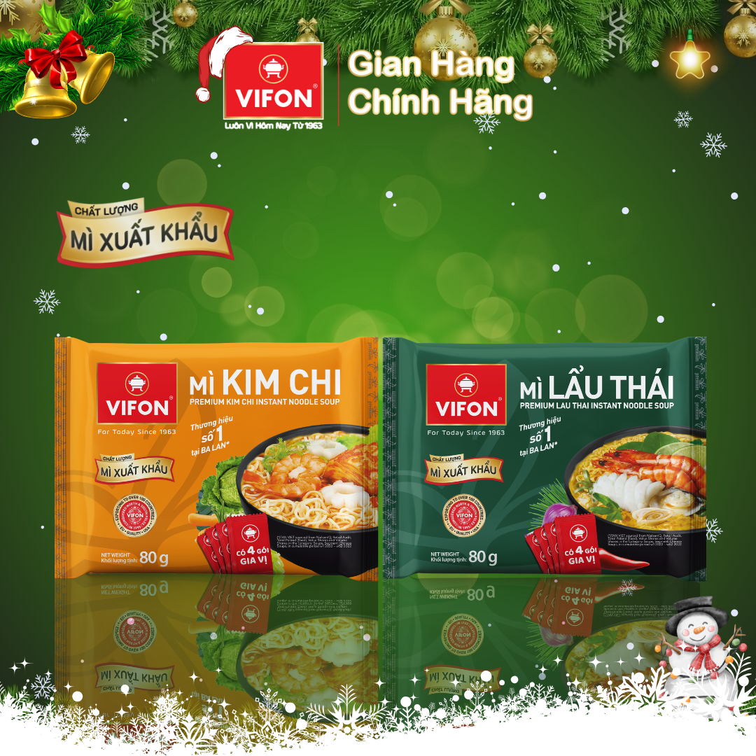 Thùng 20 gói mì xuất khẩu Lẩu thái/ mì kim chi VIFON 80gr/gói