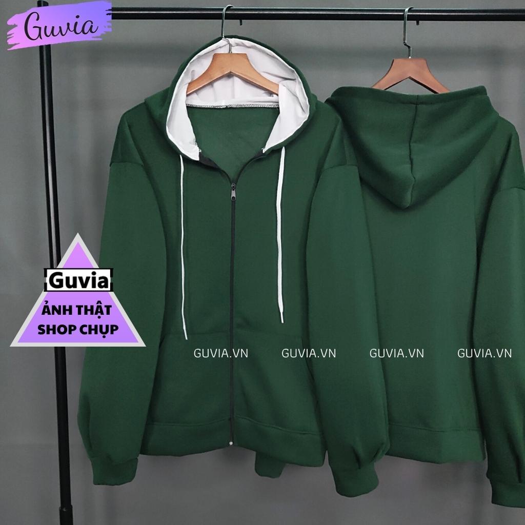 Áo Khoác Hoodie Nỉ Trơn TAY PHỒNG GUVIA 2022 Zip Nam Nữ Form Rộng BASIC Ulzzang Unisex