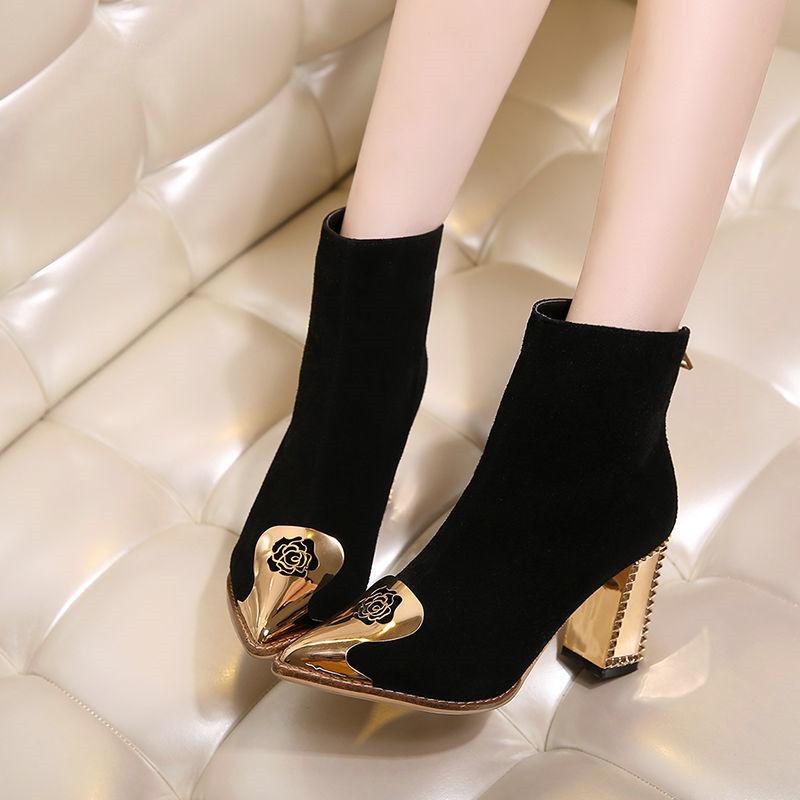 Giày bốt cao gót mũi nhọn thời trang thu đông Hàn Quốc 2020 cho nữ