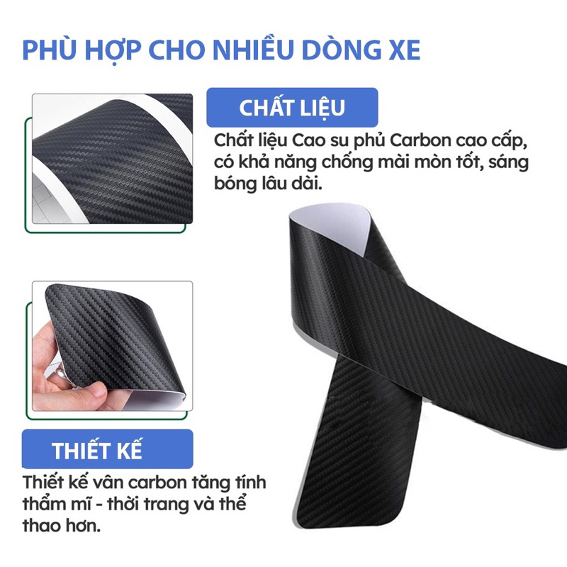 Bộ set 9 Miếng Decal Dán Bảo Vệ Bậc Xe oto, nẹp bậc chân cửa, cốp xe