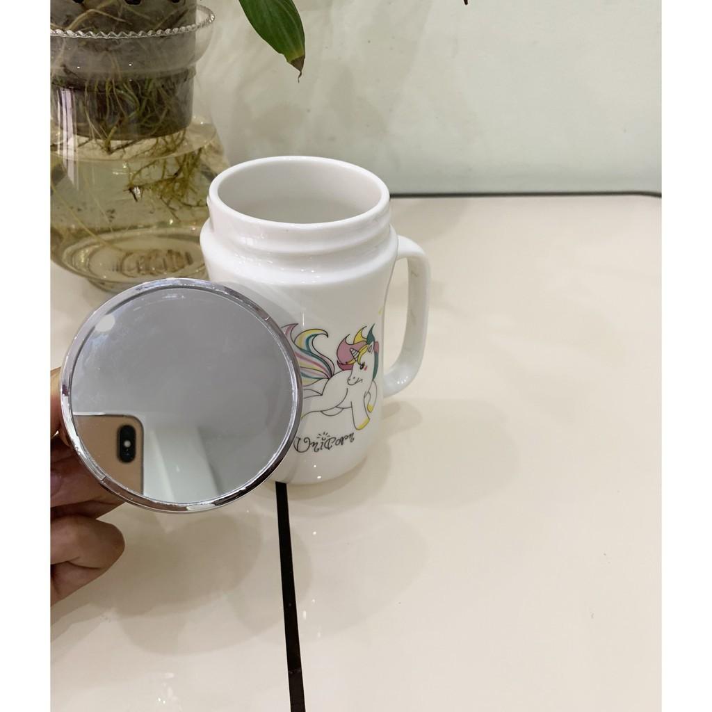 CỐC GIỮ NHIỆT BẰNG SỨ CÓ NẮP GƯƠNG