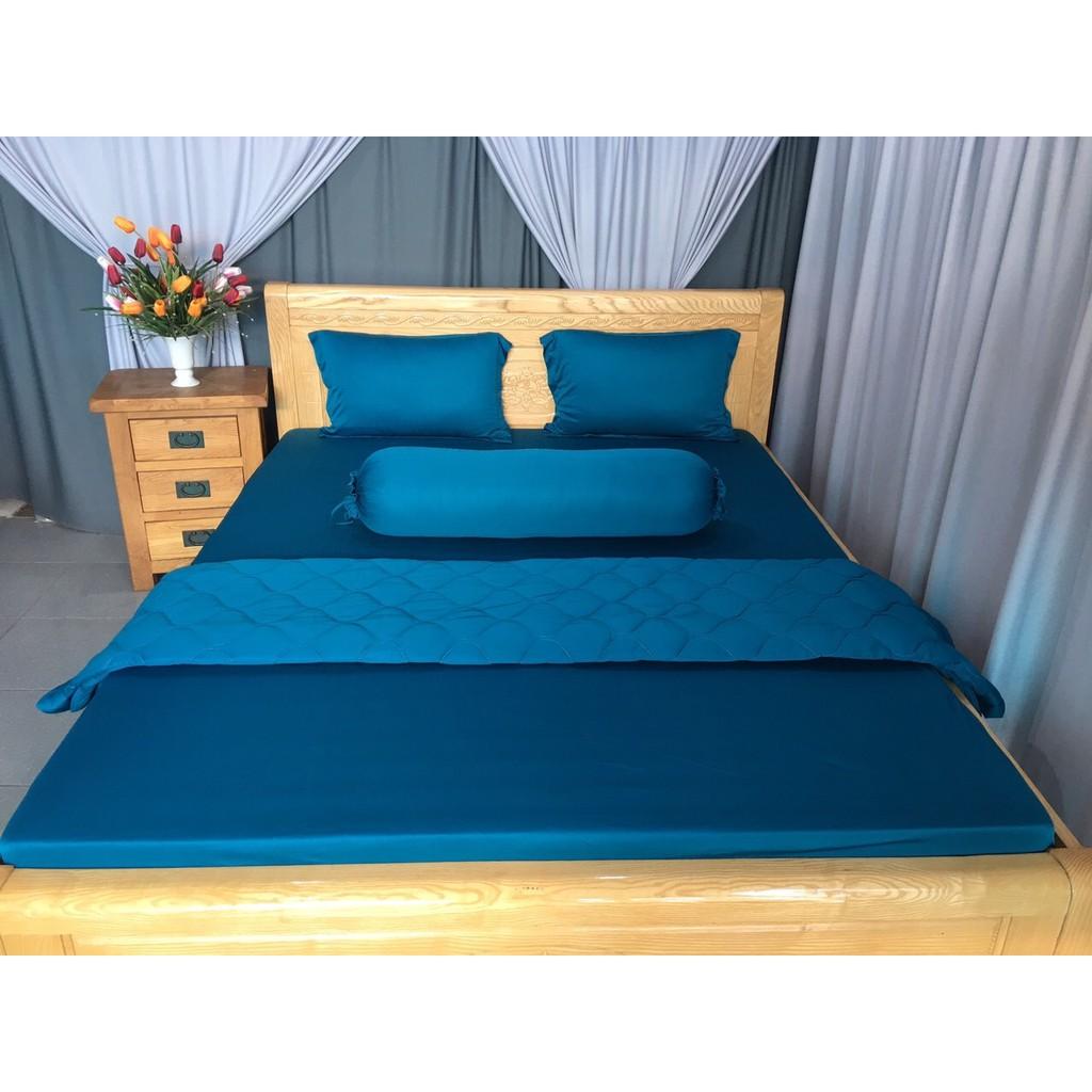Bộ 4 Món Ga Gối Thun Mát Mềm Cao Cấp Lan Bedding - Xanh Cổ Vịt