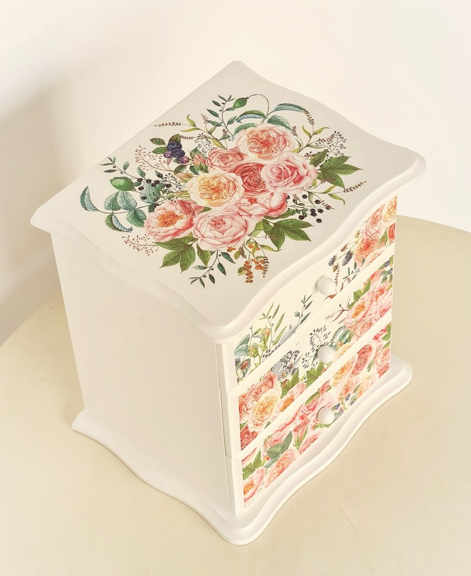 Hộp Nữ Trang Gỗ In Hoa Xinh Xắn Loại Lớn 23x21cm, Hộp Trang Sức Gỗ - Hàng VN Xuất Khẩu