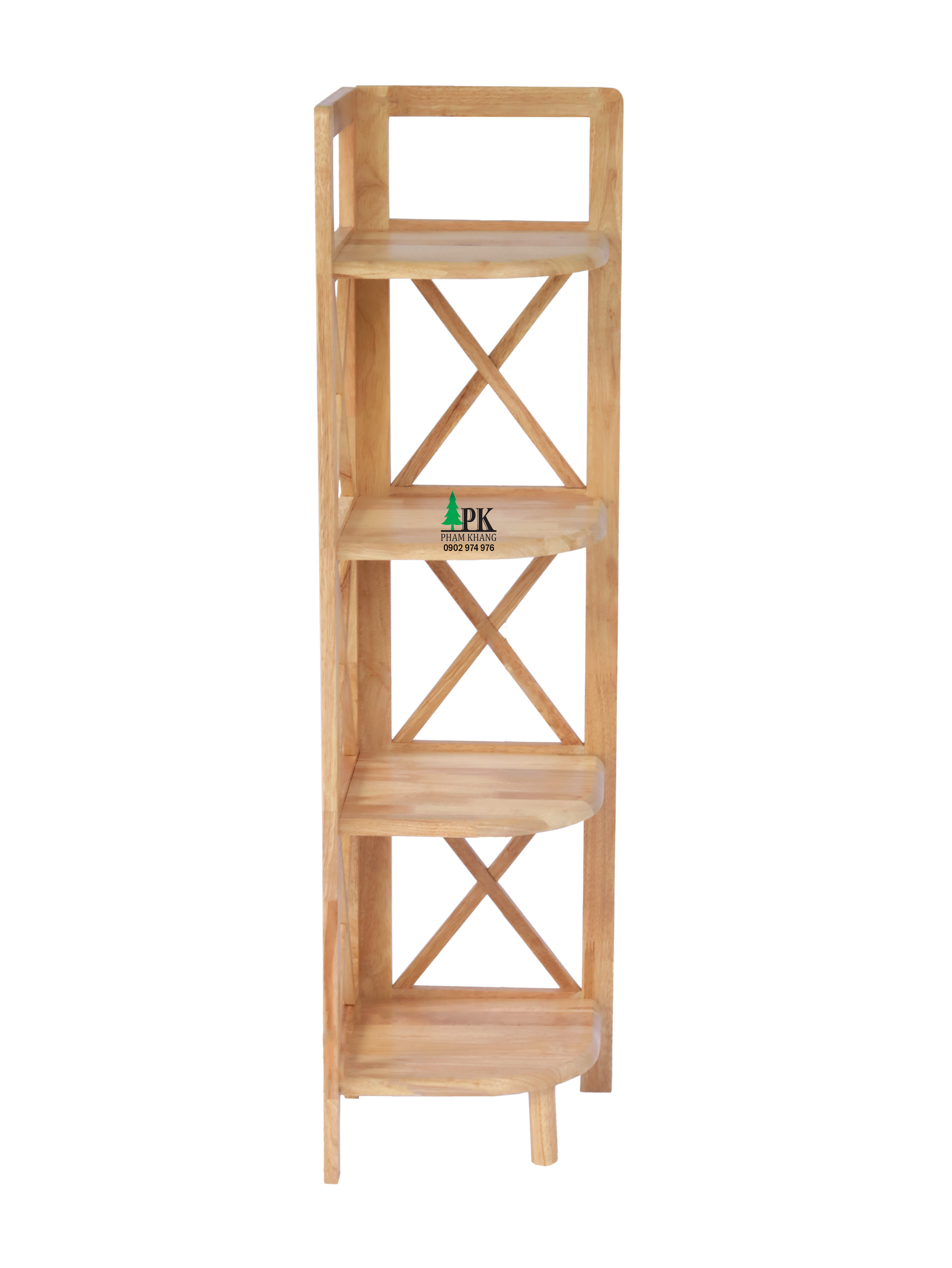 Kệ góc 4 tầng Start Decor - Gỗ cao su tự nhiên - Màu Gỗ Tự Nhiên/ Vàng Cherry - Kích thước rộng 30 cm - Cao 120 cm