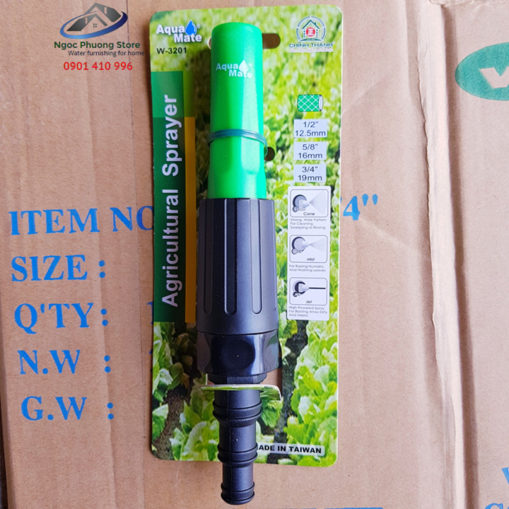 Vòi xịt tưới cây nối ống mềm 14mm-18mm AQUAMATE ĐÀI LOAN W3201