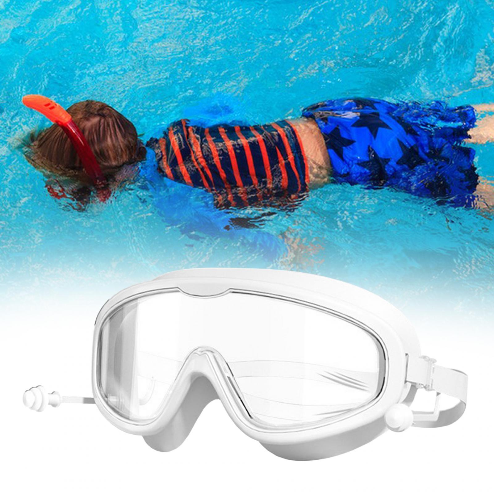 Swimming Goggles with Earplug Large Frame Professional Swim Goggles for Kids
