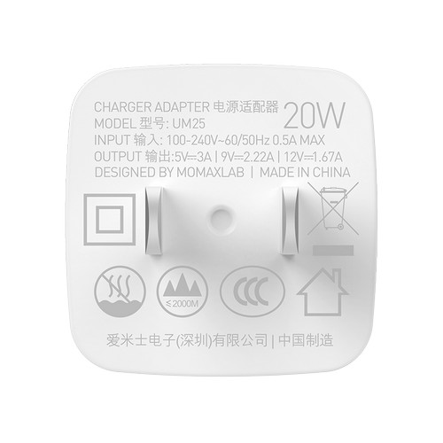 Adapter Sạc 1 Cổng 20W Momax USB type C hỗ trợ PD 3.0 UM25 - Hàng chính hãng