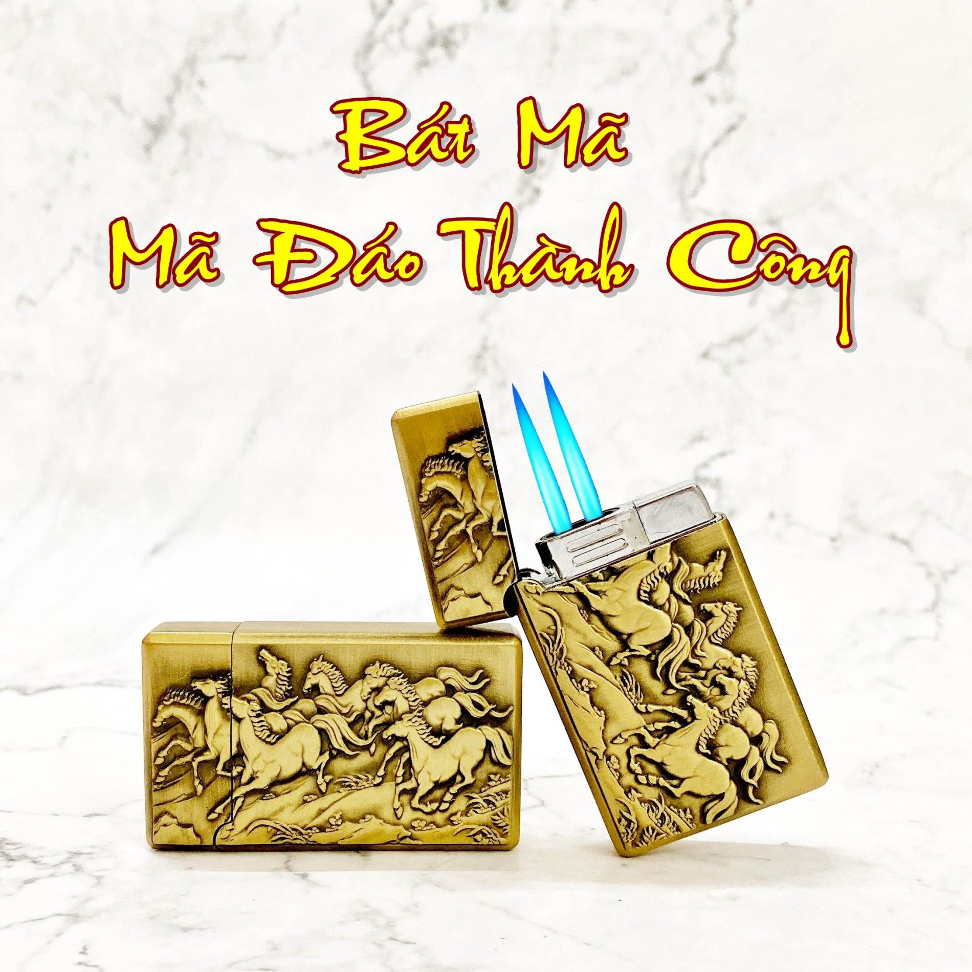 Hột quẹt bật lửa khè 2 tia hình mã đáo thành công - xài ga