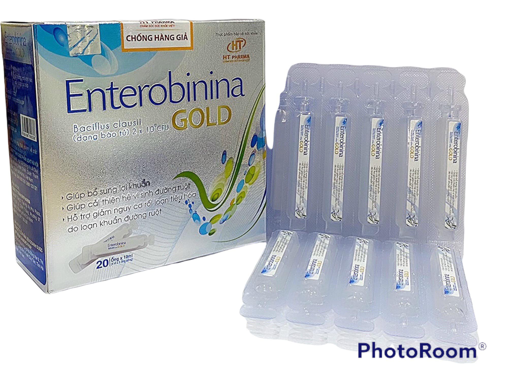 Men tiêu hóa lợi khuẩn đường ruột Bacillus ENTEROBININA GOLD Hộp 20 ống 10ml
