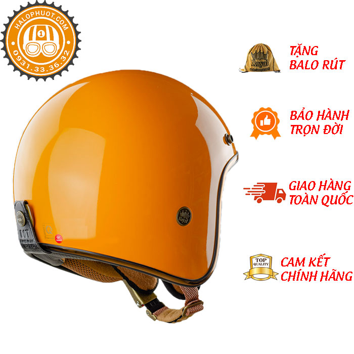 Nón bảo hiểm 3/4 ROYAL M20C vàng nghệ bóng