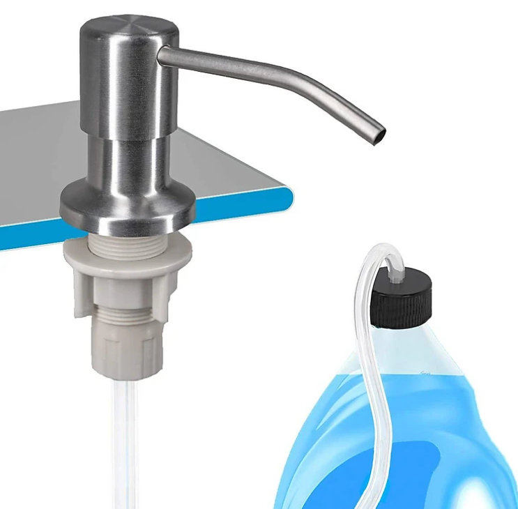 Bộ Vòi Xịt Nước Rửa Chén Inox 304 Gắn Vào Bồn Rửa Chén Có Dây Nối Dài 120cm Tới Chai Nước Rửa Chén Lớn Tiện Lợi