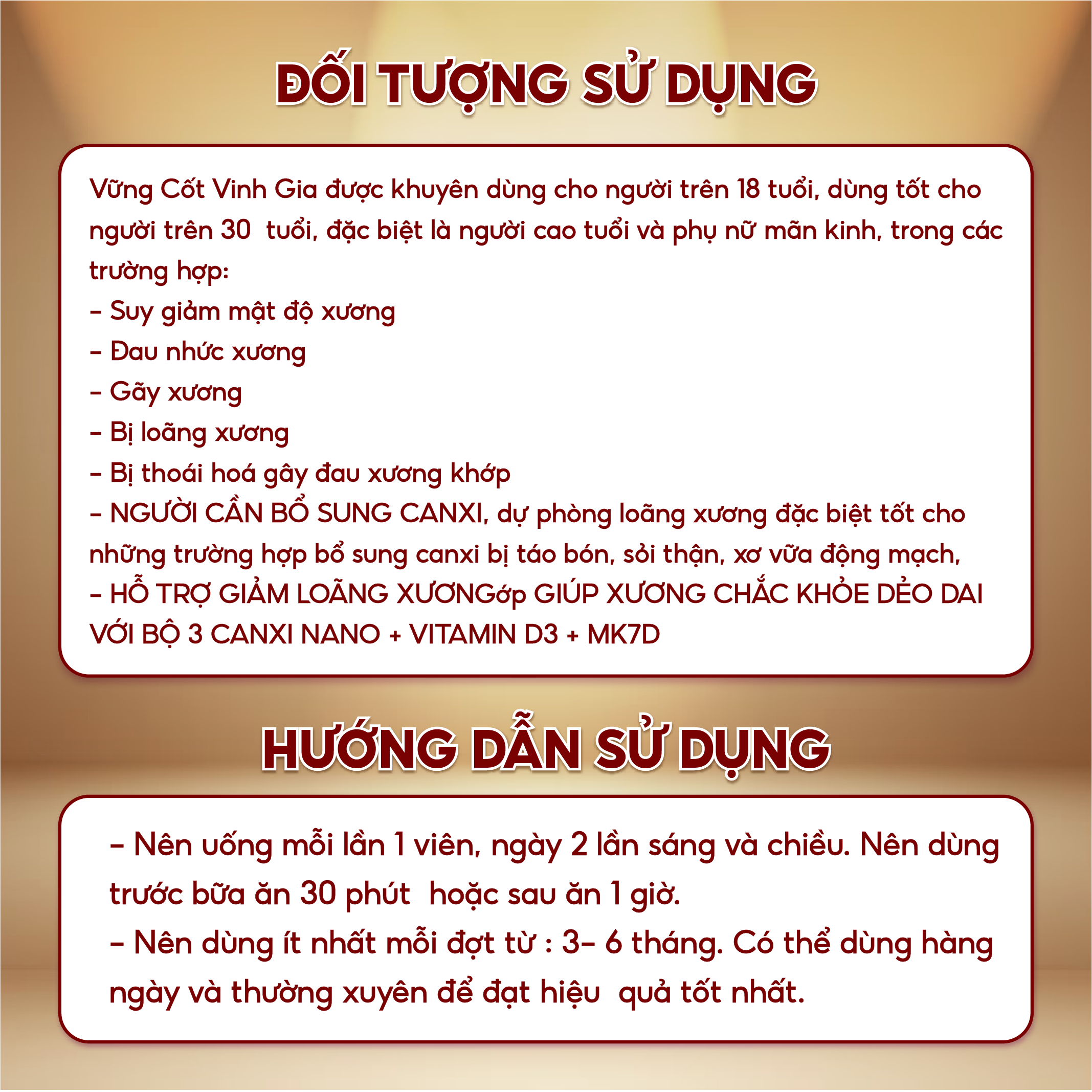 Vững cốt Vinh Gia - Bổ sung canxi, ngăn ngừa loãng xương, gãy xương - hộp 20 viên