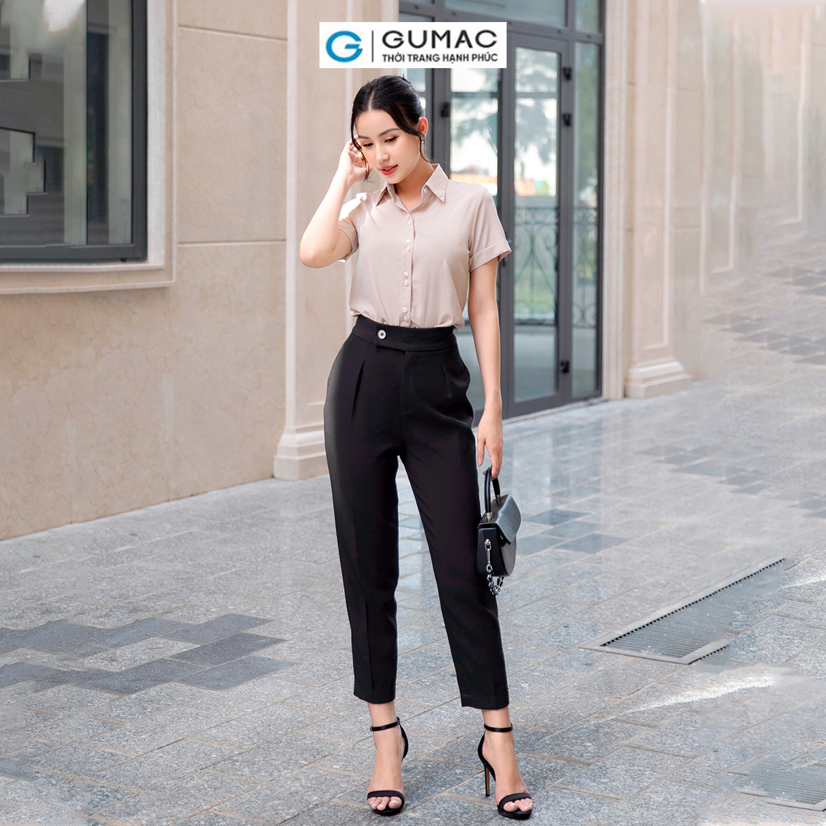 Áo sơ mi nữ lai lật vải luạ mềm mát công sở đi tiệc sang trọng thời trang GUMAC AD09011