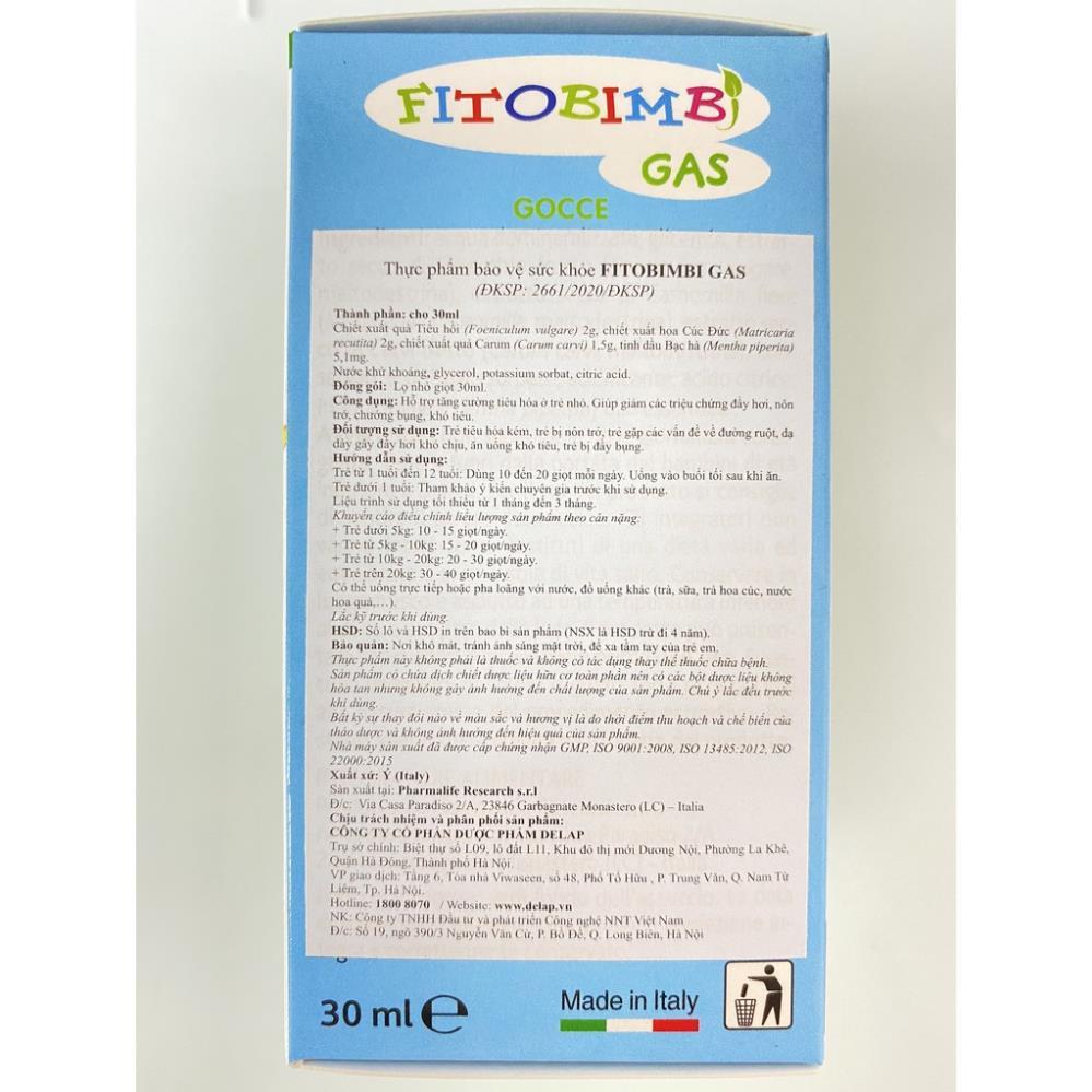 Fitobimbi Gas.Giảm Đầy Hơi,Nôn Trớ,Chướng Bụng,Khó Tiêu,Rối Loạn Tiêu Hóa Ở Bé