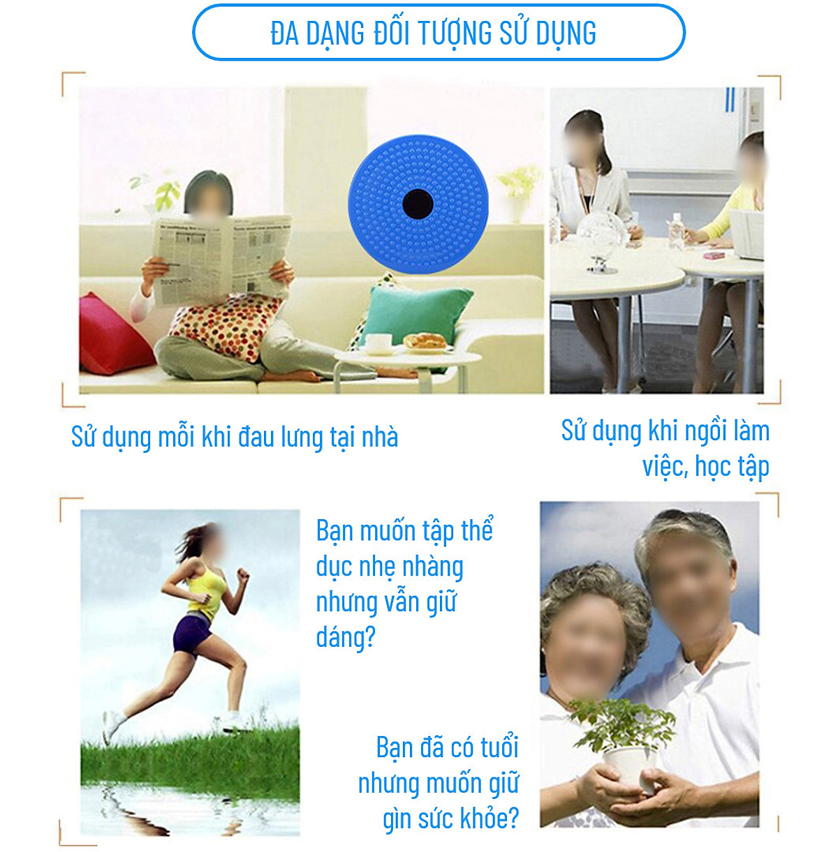 [Loại Cải Tiến - Bền Bỉ Khỏe Khoắn] Đĩa xoay eo tập thể dục 360 độ bàn xoay tập cơ bụng cho eo thon tại nhà và phòng gym có hạt massage bàn chân - Hàng chính hãng dododios