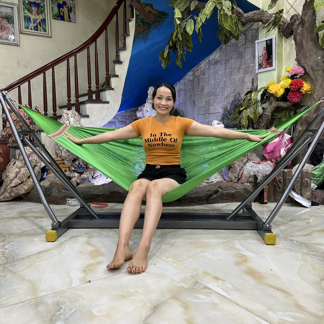 Võng sắt sơn dày 1,2 li nặng 11 kg + lưới trọn bộ