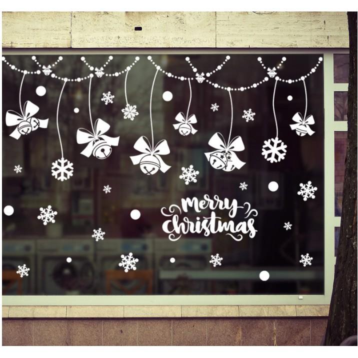 Decal trang trí noel rèm nơ trắng