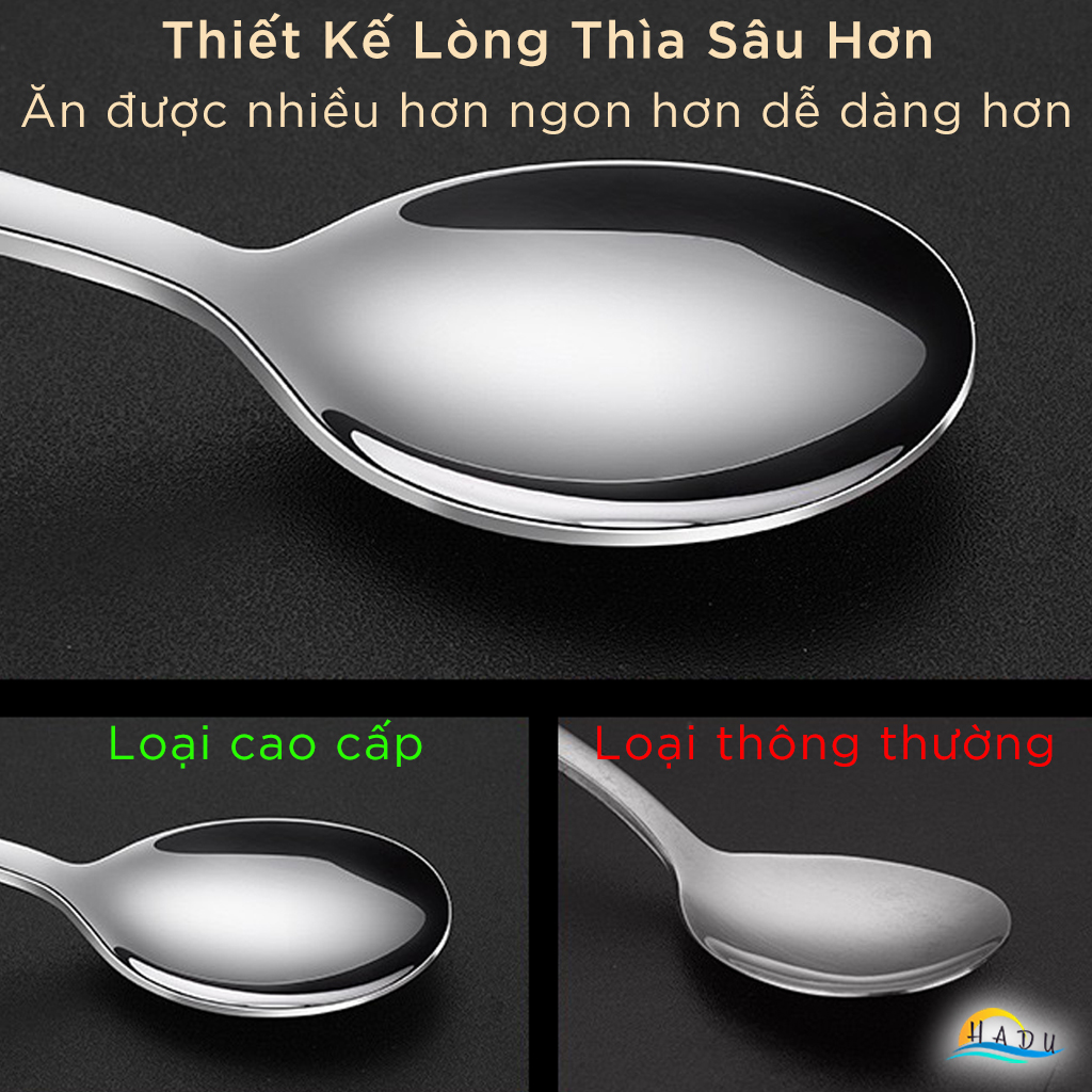 [Hộp 2 Cái] Muỗng Thìa Inox 316 Kiểu Hàn Quốc Cán Dài Cafe Nhỏ Tròn Ăn Phở Cho Bé Cao Cấp Đạt Chất Lượng LFGB Đức SSGP