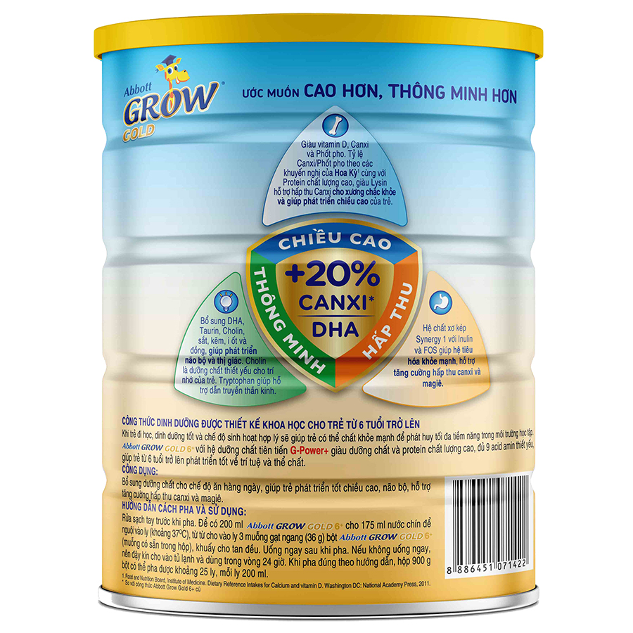 Sữa Bột Abbott Grow Gold 6+ (Lon 850g) + Tặng 1 Hươu bông lễ hội mẫu ngẫu nhiên