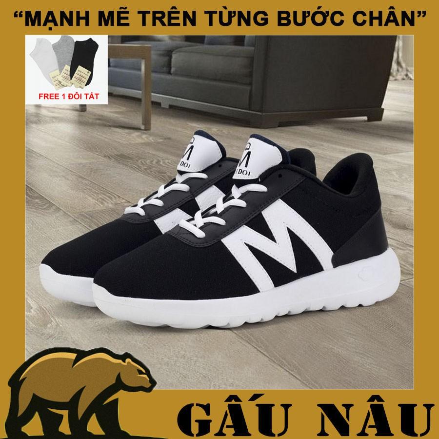 Giày sneaker nam thể thao full đen GN119 Gấu Nâu